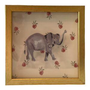 Opalhouse Elephant Shadow Box Safari Animal Painted Wall Art Gold Decor Boho 7.5